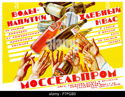 Русский: Александр Зеленский. Квас. Для плакат Моссельпрома. Москва. Конец 1920 - х е Годы - 1930 - Englisch: Alexander Zelensky. Kwass. Plakat für Mosselprom. Moskau. 1920-30 s. 20er Jahre 30er Jahre 11A Zelensky Vody napitki Stockfoto