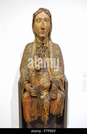 N/A. N/A 393 Jungfrau und Kind in Majestät (Sitz der göttlichen Weisheit), Künstler unbekannt, Frankreich, 1170 s, polychromed Holz - Fogg Art Museum, Harvard University - DSC 00994 Stockfoto