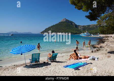 (Platja Formentor Playa de Formentor) in der Nähe von Port de Pollenca, Mallorca, Balearen, Spanien, Europa Stockfoto