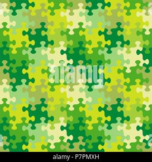 Nahtlose (4 Kacheln) Puzzle Muster, Hintergrund, Drucken, Swatch oder Tapete mit wunderlich geformten Teilen Stock Vektor
