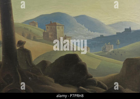 : "" (1933) -", "", Deutsch: "Abend Landschaft' (1933) - Gemälde von Franz Sedlacek, 'Albertina' Museum, Wien, Österreich. 21 März 2017, 14:23:30 163 Franz Sedlacek - Abend Landschaft (1933) - Albertina Museum (Detail 3) Stockfoto