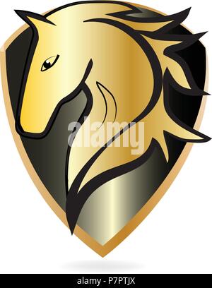 Golden Horse emblem Symbol vektor design Illustration Stock Vektor
