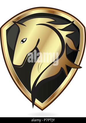 Golden Horse emblem Symbol vektor design Illustration Stock Vektor