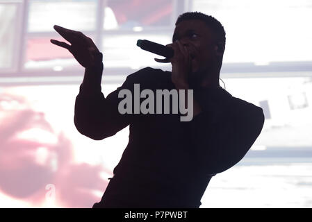 BARCELONA - 31. Mai: Vince Heftklammern (rap Band) führen Sie im Konzert an Primavera Sound Festival am 31. Mai in Barcelona, Spanien 2018. Stockfoto