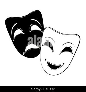 Theatralischer Maske auf weißem Hintergrund. Stock Vektor