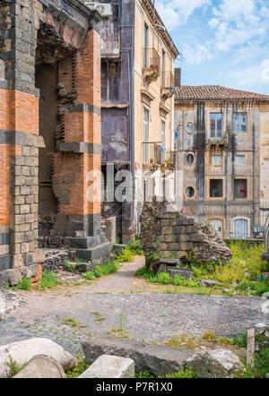 Das Odeon im römischen Theater in Catania, Sizilien. Stockfoto