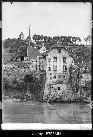 Fribourg, Vue partielle; Vue d'une Maison au bord de la Sarine, dans le Quartier de La Planche.. September 1899 71 CH-NB-Fribourg, Vue partielle - Sammlung Max Van Berchem - EAD -6843 Stockfoto