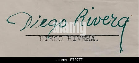 133 Diego Rivera Unterzeichnung, im Brief über Portrait von Diego Rivera von Amedeo Modigliani, 1916 - Museu de Arte de São Paulo - DSC 07292 Stockfoto