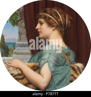 Englisch: einen Pompejanischen Dame Öl auf Leinwand 61 cm Durchmesser unterzeichnet b. c.: JW Godward 1904. 1904 11 einen Pompejanischen Dame, von John William Godward Stockfoto