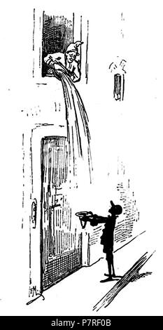 . Le avventure di Pinocchio. Italiano: "Le avventure di Pinocchio, Storia di un burattino", Carlo Collodi, Bemporad & figlio, Firenze 1892 (Illustrazioni di Enrico Mazzanti). N/A94 Collodi - Le avventure di Pinocchio, Bemporad, 1892 (Seite 28) Stockfoto