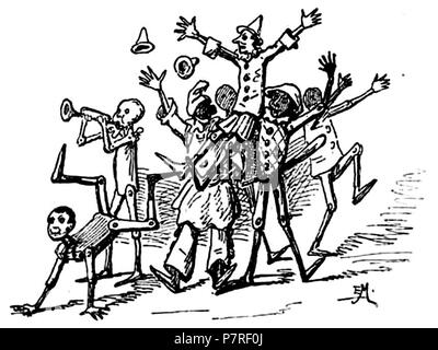 . Le avventure di Pinocchio. Italiano: "Le avventure di Pinocchio, Storia di un burattino", Carlo Collodi, Bemporad & figlio, Firenze 1892 (Illustrazioni di Enrico Mazzanti). N/A94 Collodi - Le avventure di Pinocchio, Bemporad, 1892 (Seite 44) Stockfoto