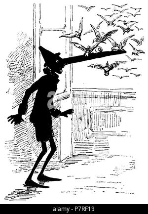 . Le avventure di Pinocchio. Italiano: "Le avventure di Pinocchio, Storia di un burattino", Carlo Collodi, Bemporad & figlio, Firenze 1892 (Illustrazioni di Enrico Mazzanti). N/A94 Collodi - Le avventure di Pinocchio, Bemporad, 1892 (Seite 87) Stockfoto