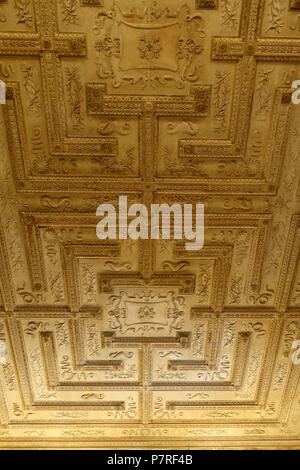 Englisch: Innenansicht von Vizcaya Museum und Gärten - Miami, Florida, USA. 13 März 2017, 11:48:48 133 Esszimmer Decke - Vizcaya Museum und Gärten - Miami, Florida - DSC08400 Stockfoto