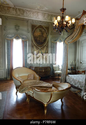 Englisch: Innenansicht von Vizcaya Museum und Gärten - Miami, Florida, USA. 13 März 2017, 12:16:49 148 Stangenschloss Schlafzimmer - Vizcaya Museum und Gärten - Miami, Florida - DSC 08540 Stockfoto