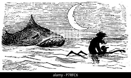 . Le avventure di Pinocchio. Italiano: "Le avventure di Pinocchio, Storia di un burattino", Carlo Collodi, Bemporad & figlio, Firenze 1892 (Illustrazioni di Enrico Mazzanti). N/A94 Collodi - Le avventure di Pinocchio, Bemporad, 1892 (Seite 213 Erntegut) Stockfoto