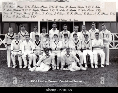 Englisch: Kombinierte cricket Teams von Vergangenheit und Gegenwart die Schüler von Belvedere Hochschule 1936. 8 1936 Vergangenheit vs vorhanden 3. Stockfoto