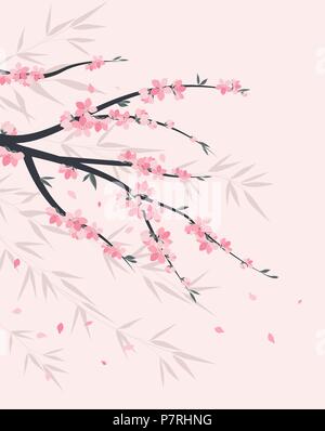 Vektor Dekoration Zweige mit Blumen, spring blossom Sakura. Stock Vektor