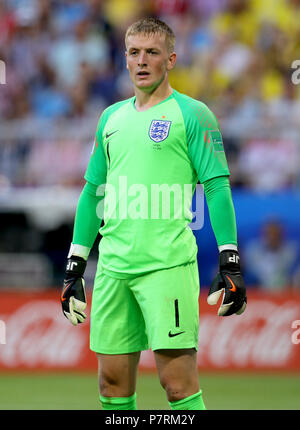 England Torhüter Jordan Pickford während der FIFA WM, Viertel Finale von Samara Stadion. Stockfoto