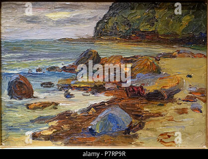 Englisch: Ausstellung in der Princeton University Art Museum, Princeton University, Princeton, New Jersey, USA. 1. Dezember 2016, 16:53:09 345 Sestri - am Strand, der von Wassily Kandinsky, Russisch, 1905, Öl auf Pappe - Princeton University Art Museum - DSC 07006 Stockfoto