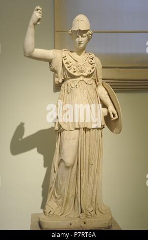 Athena. Göttin der antiken griechischen Religion. 2. Jahrhundert n. Chr. Die Statue. Archäologischen Nationalmuseum Neapel, Italien. Stockfoto