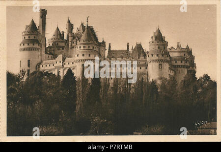 Français: Carte postale du Château de Pierrefonds (Oise, Frankreich). 31. Januar 1939 311 Pierrefonds-FR-60-Vers 1935 - CPA-01 Stockfoto