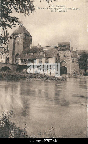 Français: Moret-sur-Loing (Seine-et-Marne, Frankreich), Carte postale Ancienne, Vers 1925. 1927 277 Moret-sur-Loing-FR-77-Vers 1925 - CPA-13 Stockfoto