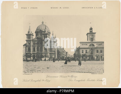 410 Bronisław Wilkoszewski, "Widoki m. Łodzi" - Kościół Ewangelicki Stej. Trójcy Stockfoto