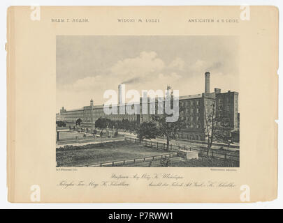 410 Bronisław Wilkoszewski, "Widoki m. Łodzi" - Fabryka Abschleppen. Akcyj. K. Scheiblera Stockfoto