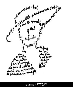 Caligram Apollinaira eština: Français: Calligram de Guillaume Apollinaire. 13. April 2006 (original Upload Datum) 24 Apollinaire Stockfoto