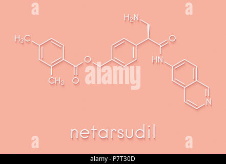 Netarsudil Wirkstoffmolekül. Verwendet in der Behandlung von okulärer Hypertension und Glaukom. Skelettformel. Stockfoto