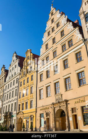 Wroclaw, Polen - Dezember 10, 2017: Marktplatz Mietskasernen im Stadtzentrum von Wroclaw, Polen Stockfoto