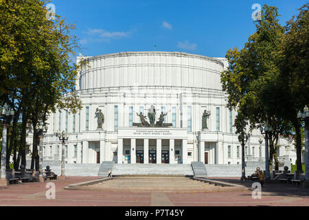 MInsk, Weißrussland - September 27, 2017: Das Nationale Theater für Oper und Ballett von Belarus in Minsk. Stockfoto