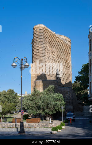 Qiz Galasi, Maiden's Tower in der Icheri Sheher (Ichari Shahar) von Baku, Aserbaidschan Stockfoto