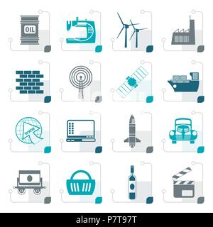 Stilisierte Wirtschaft und Industrie Symbole - Vektor Icon Set Stock Vektor