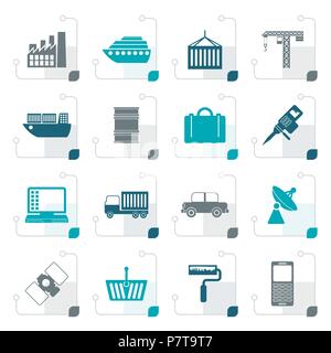 Stilisierte Industrie und Business icons-Vektor Icon Set Stock Vektor