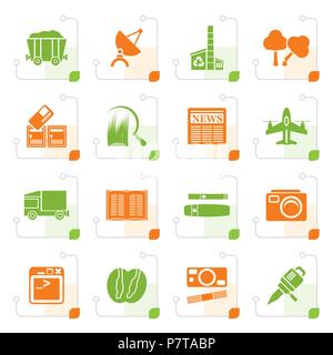 Stilisierte Wirtschaft und Industrie Symbole - Vektor Icon Set Stock Vektor
