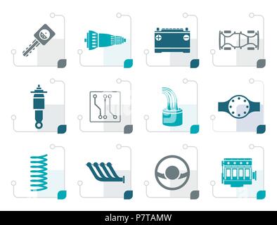 Stilisierte realistische Auto Teile und Symbole - Vektor Icon Set 2 Stock Vektor