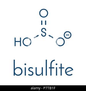 Bisulfit Anion, chemische Struktur. Gemeinsamen Salze enthalten Natrium Bisulfit (E222) und Kalium Bisulfit (E228) als Konservierungsstoffe verwendet. Skelett Stock Vektor