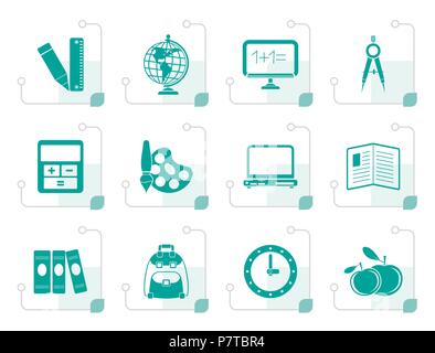Stilisierte Schule und Ausbildung Symbole - Vektor Icon Set Stock Vektor