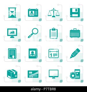 Stilisierte Business und Office Icons-Vektor Icon Set Stock Vektor