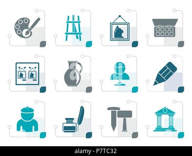 Kunst Objekte Symbole - Vektor Icon Set stilisierte Stock Vektor