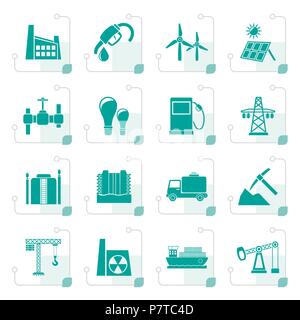 Stilisierte Wirtschaft und Industrie Symbole - Vektor Icon Set Stock Vektor