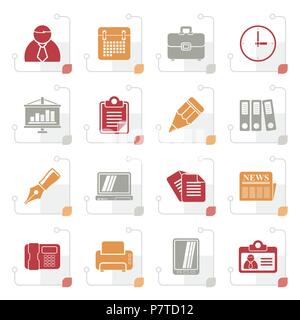 Stilisierte Business und Office Icons-Vektor Icon Set Stock Vektor