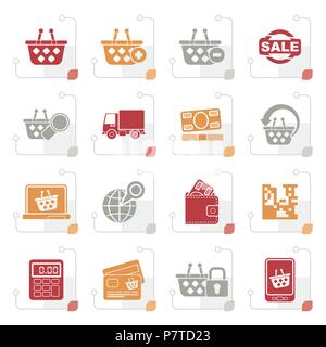 Stilisierte Einkaufs- und Einzelhandel Symbole - Vektor Icon Set Stock Vektor