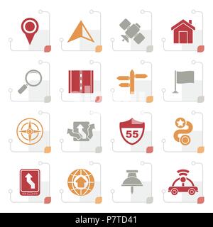 Stilisierte Gps, Navigation und Icons - Vektor Icon Set Stock Vektor