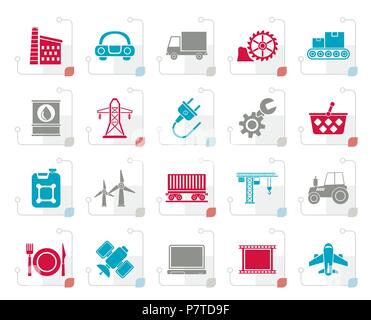 Stilisierte Wirtschaft und Industrie Symbole - Vektor Icon Set Stock Vektor