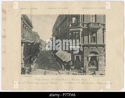 410 Bronisław Wilkoszewski, "Widoki m. Łodzi" - Cukiernia A. Roszkowskiego ich pasaż Meyera -2096-1 Stockfoto