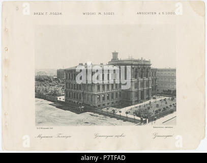 410 Bronisław Wilkoszewski, "Widoki m. Łodzi" - miejskie Gimnazjum Męskie -2096-6 Stockfoto
