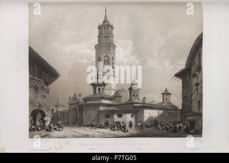 3 1850, España artística y monumental, Vistas y Descripción de los Sitios y monumentos más Honoratioren de España, Vol 3, Yglesia de San Pablo de Zaragoza Stockfoto