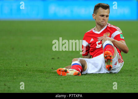 Sochi, Russland. 07 Juli, 2018. Wm-Viertelfinale zwischen Russland und Kroatien am Fisht Stadion. Russlands Denis Cheryshev. Credit: Christian Charisius/dpa/Alamy leben Nachrichten Stockfoto